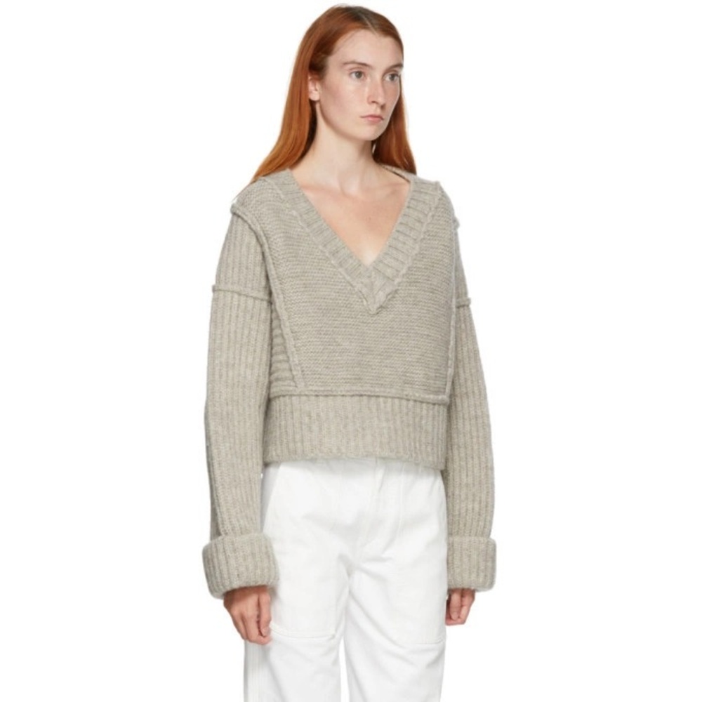 Jacquemus Beige Wool La Maille Cavaou V-Neck Sweater